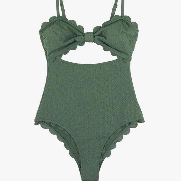 Cupshe Scalloped Trim One Piece Bathing Suit NWT! - Picture 3 of 8